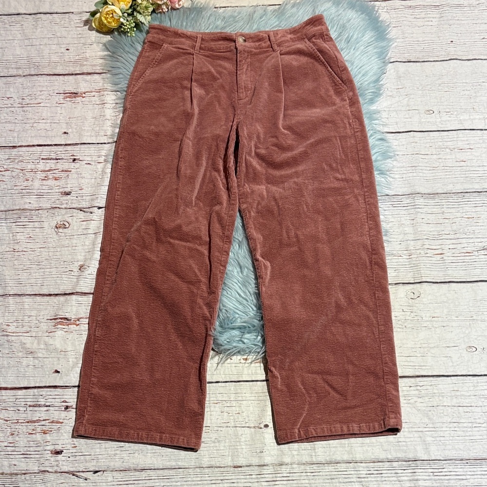 Elodie Wide Leg Corduroy Pants in Dark Mauve sz L